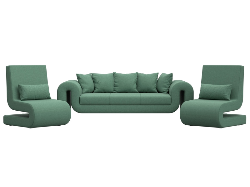 Набор Волна-1 (диван, 2 кресла), Рогожка, Амур 11 зеленый