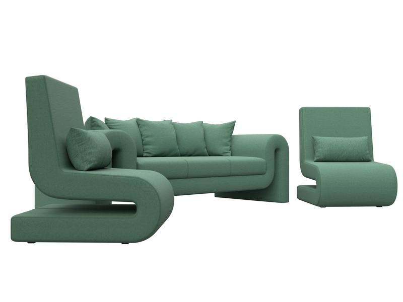 Набор Волна-1 (диван, 2 кресла), Рогожка, Амур 11 зеленый