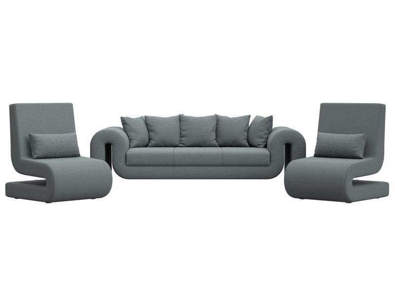 Набор Волна-1 (диван, 2 кресла), Рогожка, Амур 07 серый