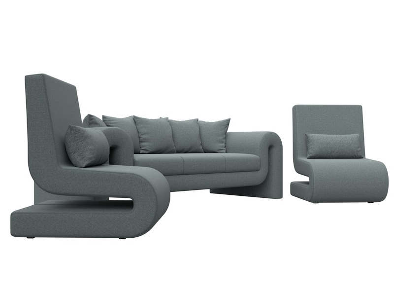 Набор Волна-1 (диван, 2 кресла), Рогожка, Амур 07 серый