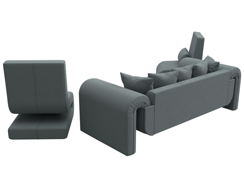 Набор Волна-1 (диван, 2 кресла), Рогожка, Амур 07 серый