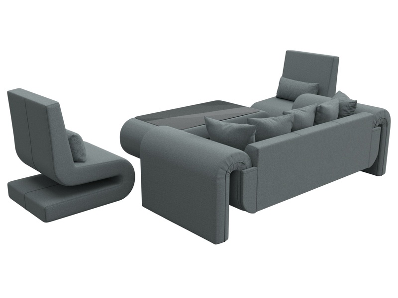 Набор Волна-2 (стол, диван, 2 кресла), Рогожка, Амур 07 серый