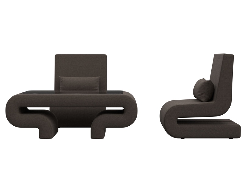 Набор Волна-3 (стол, 2 кресла), Рогожка, Амур 05 коричневый