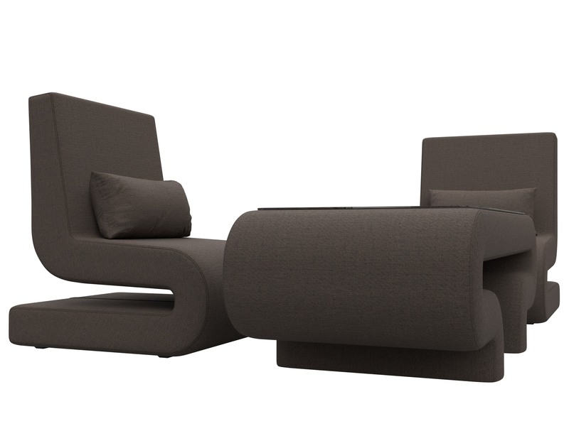 Набор Волна-3 (стол, 2 кресла), Рогожка, Амур 05 коричневый