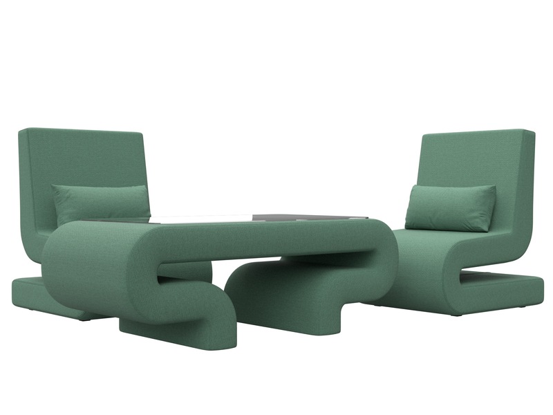 Набор Волна-3 (стол, 2 кресла), Рогожка, Амур 11 зеленый