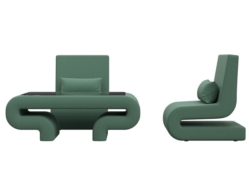 Набор Волна-3 (стол, 2 кресла), Рогожка, Амур 11 зеленый