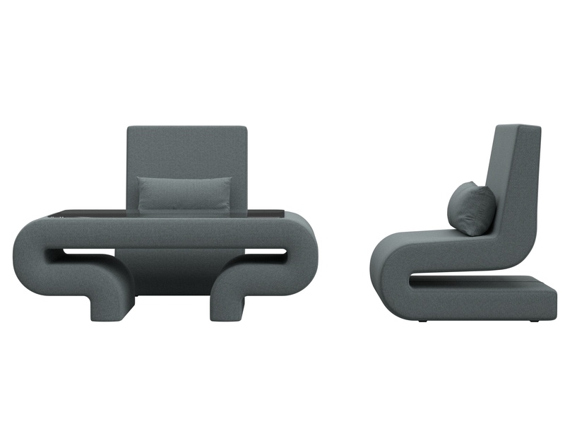 Набор Волна-3 (стол, 2 кресла), Рогожка, Амур 07 серый