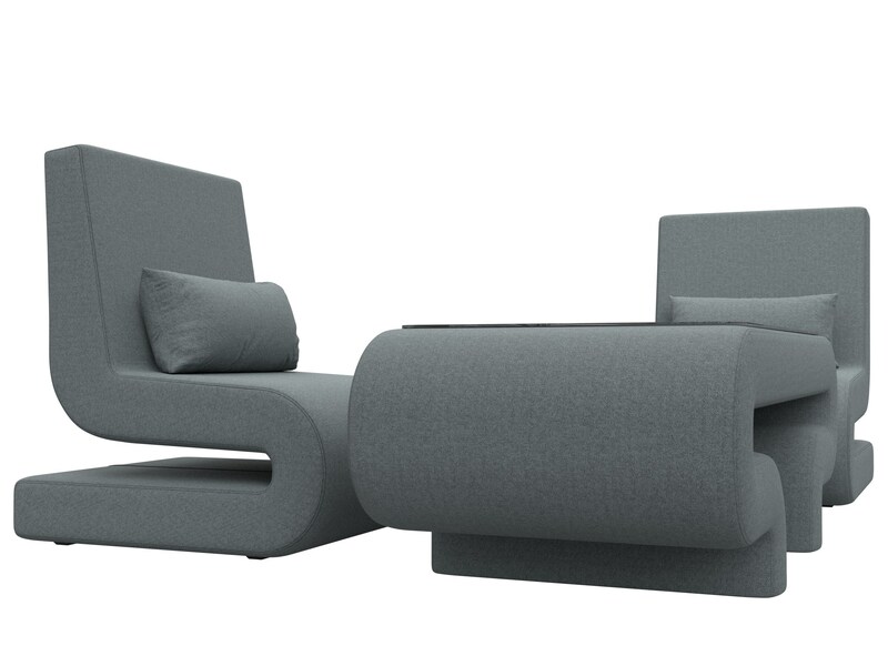 Набор Волна-3 (стол, 2 кресла), Рогожка, Амур 07 серый