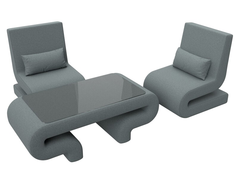 Набор Волна-3 (стол, 2 кресла), Рогожка, Амур 07 серый