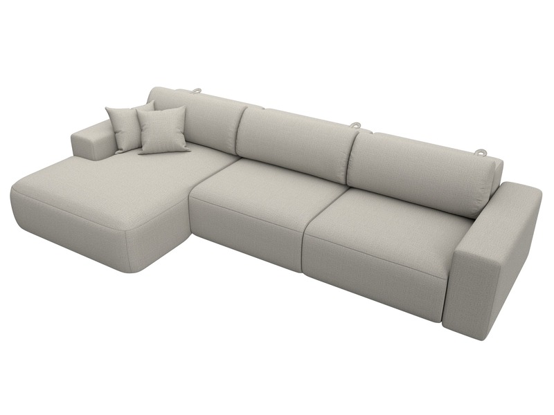 Диван угловой Лига-036 НПБ Классик Лонг левый угол, Рогожка, Амур 02 бежевый