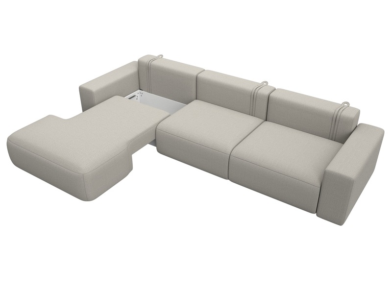 Диван угловой Лига-036 НПБ Классик Лонг левый угол, Рогожка, Амур 02 бежевый