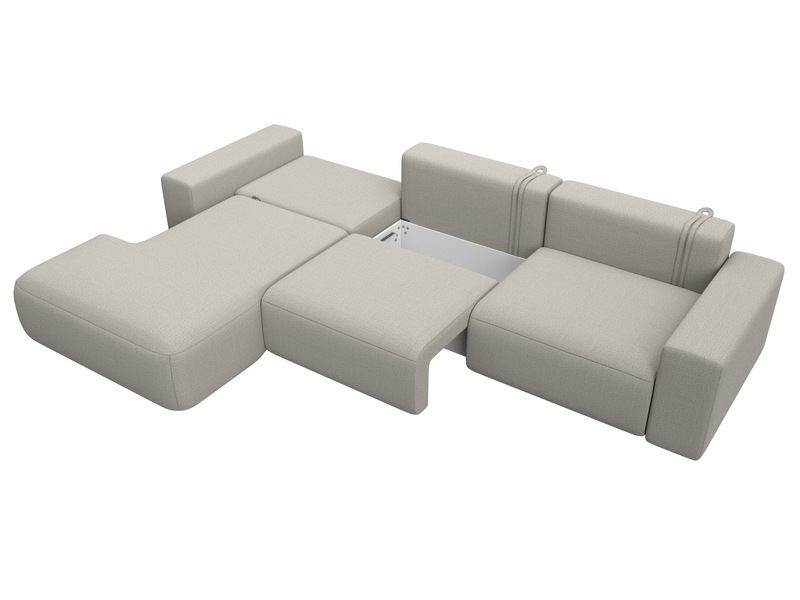 Диван угловой Лига-036 НПБ Классик Лонг левый угол, Рогожка, Амур 02 бежевый