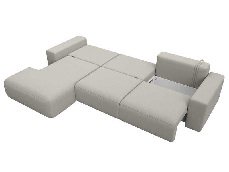 Диван угловой Лига-036 НПБ Классик Лонг левый угол, Рогожка, Амур 02 бежевый