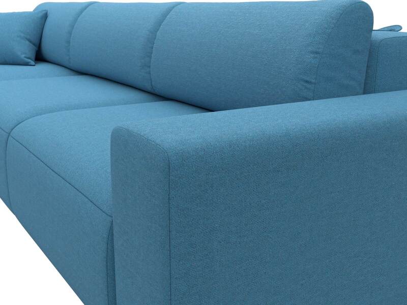 Диван угловой Лига-036 НПБ Классик Лонг левый угол, Рогожка, Амур 10 голубой