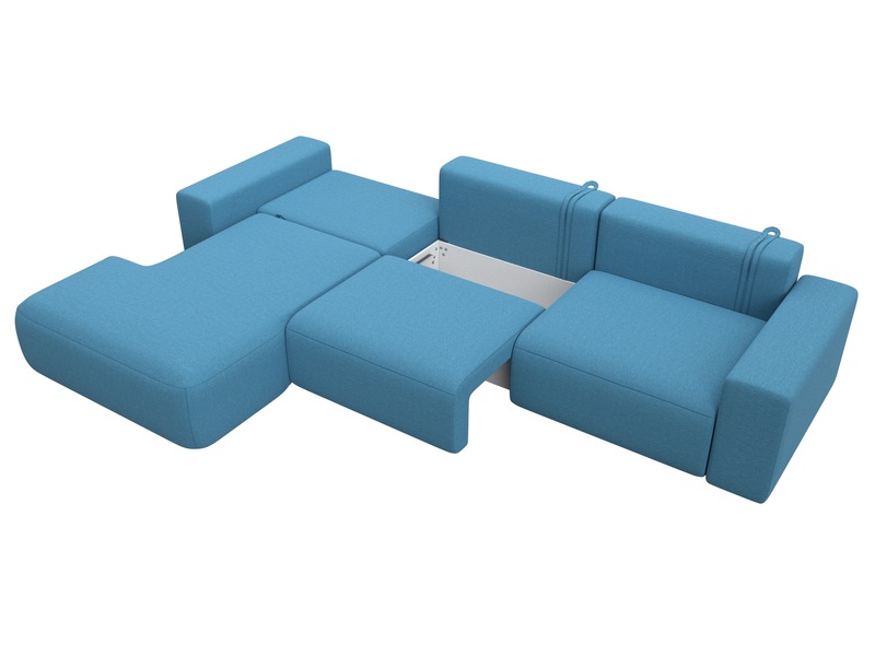 Диван угловой Лига-036 НПБ Классик Лонг левый угол, Рогожка, Амур 10 голубой