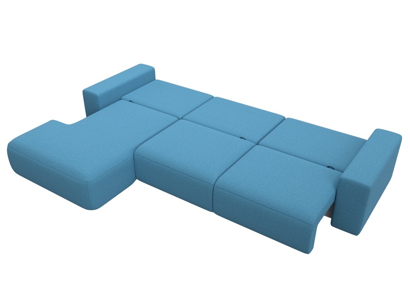 Диван угловой Лига-036 НПБ Классик Лонг левый угол, Рогожка, Амур 10 голубой