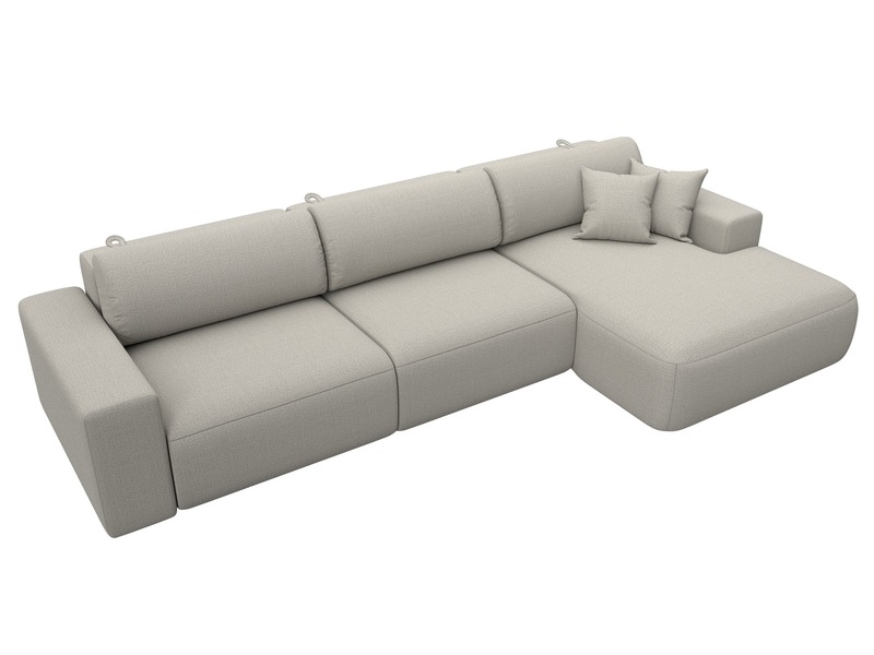 Диван угловой Лига-036 НПБ Классик Лонг правый угол, Рогожка, Амур 02 бежевый