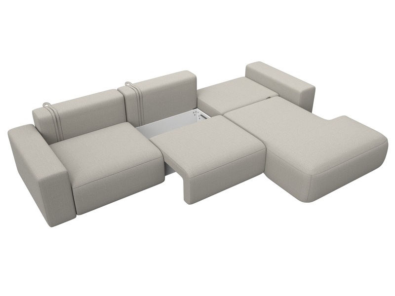 Диван угловой Лига-036 НПБ Классик Лонг правый угол, Рогожка, Амур 02 бежевый