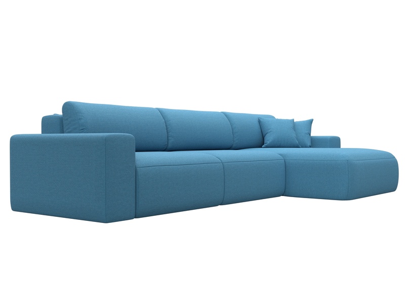 Диван угловой Лига-036 НПБ Классик Лонг правый угол, Рогожка, Амур 10 голубой