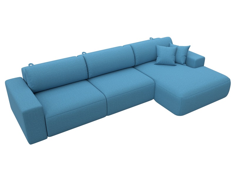 Диван угловой Лига-036 НПБ Классик Лонг правый угол, Рогожка, Амур 10 голубой
