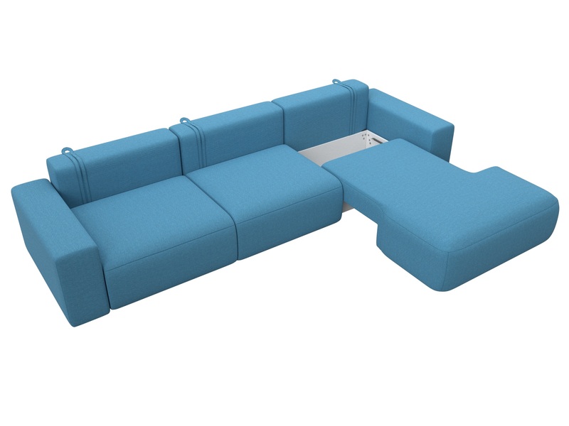 Диван угловой Лига-036 НПБ Классик Лонг правый угол, Рогожка, Амур 10 голубой