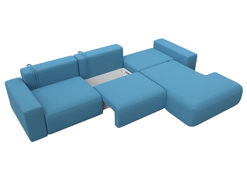 Диван угловой Лига-036 НПБ Классик Лонг правый угол, Рогожка, Амур 10 голубой