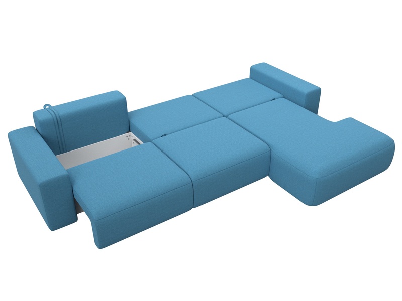 Диван угловой Лига-036 НПБ Классик Лонг правый угол, Рогожка, Амур 10 голубой
