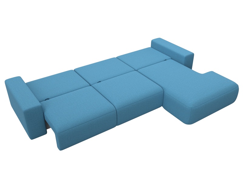 Диван угловой Лига-036 НПБ Классик Лонг правый угол, Рогожка, Амур 10 голубой