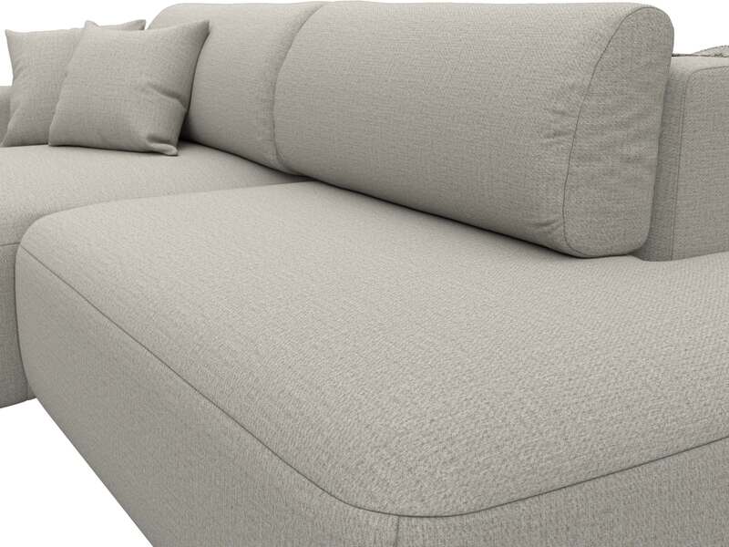 Диван угловой Лига-036 НПБ Модерн левый угол, Рогожка, Амур 02 бежевый