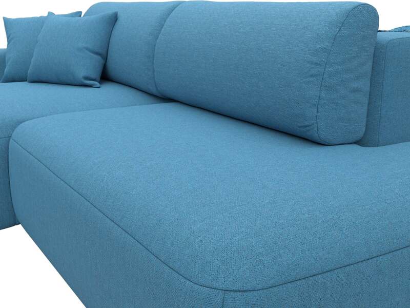 Диван угловой Лига-036 НПБ Модерн левый угол, Рогожка, Амур 10 голубой