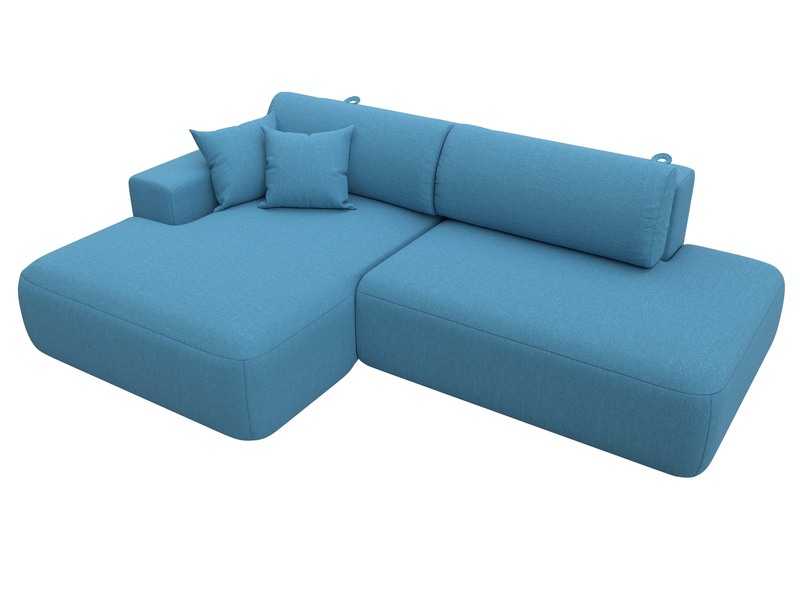 Диван угловой Лига-036 НПБ Модерн левый угол, Рогожка, Амур 10 голубой