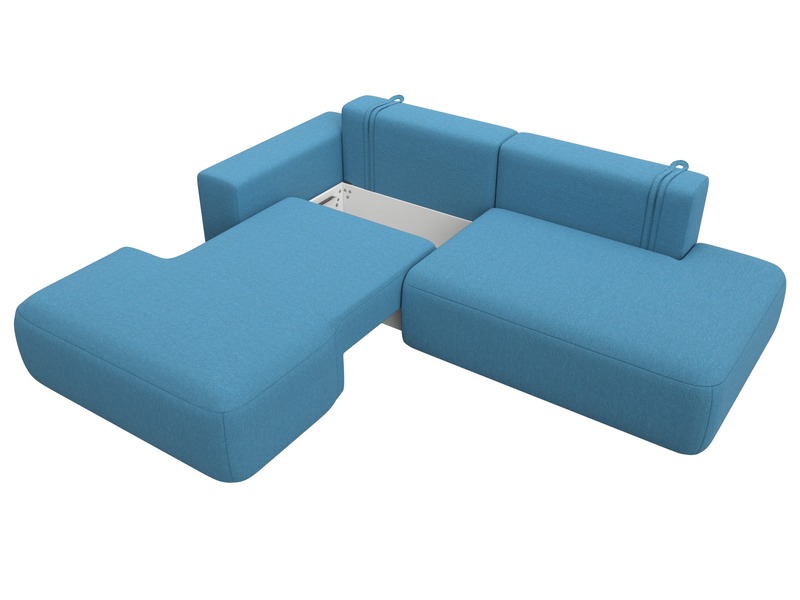 Диван угловой Лига-036 НПБ Модерн левый угол, Рогожка, Амур 10 голубой