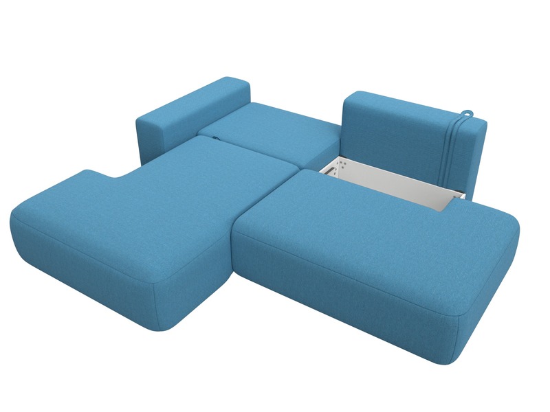 Диван угловой Лига-036 НПБ Модерн левый угол, Рогожка, Амур 10 голубой
