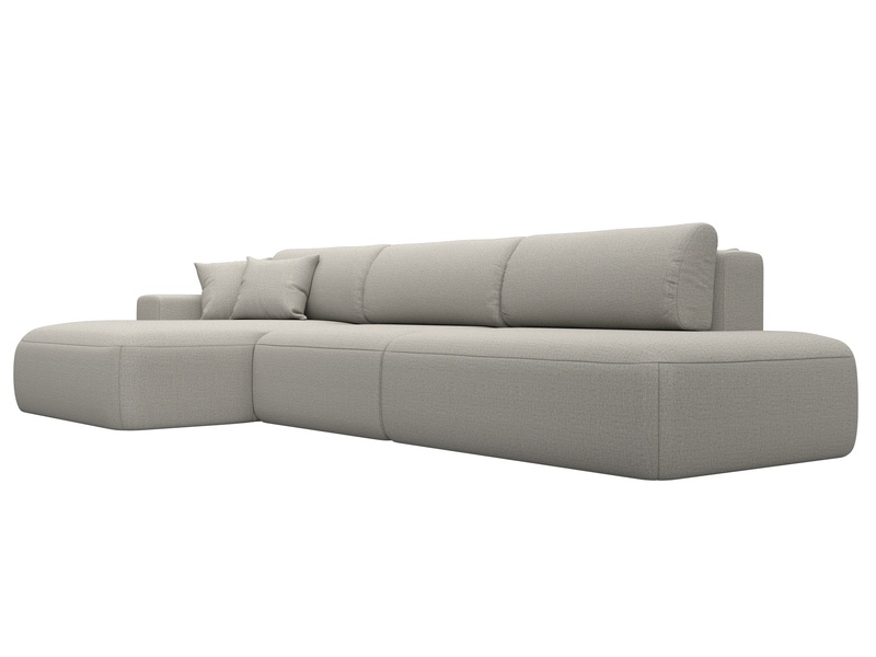 Диван угловой Лига-036 НПБ Модерн Лонг левый угол, Рогожка, Амур 02 бежевый