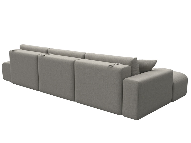 Диван угловой Лига-036 НПБ Модерн Лонг левый угол, Рогожка, Амур 02 бежевый