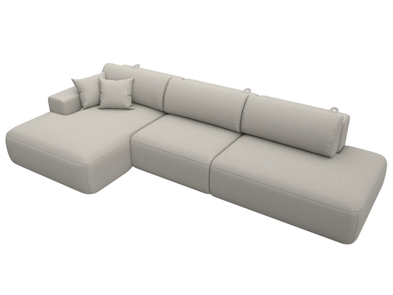 Диван угловой Лига-036 НПБ Модерн Лонг левый угол, Рогожка, Амур 02 бежевый