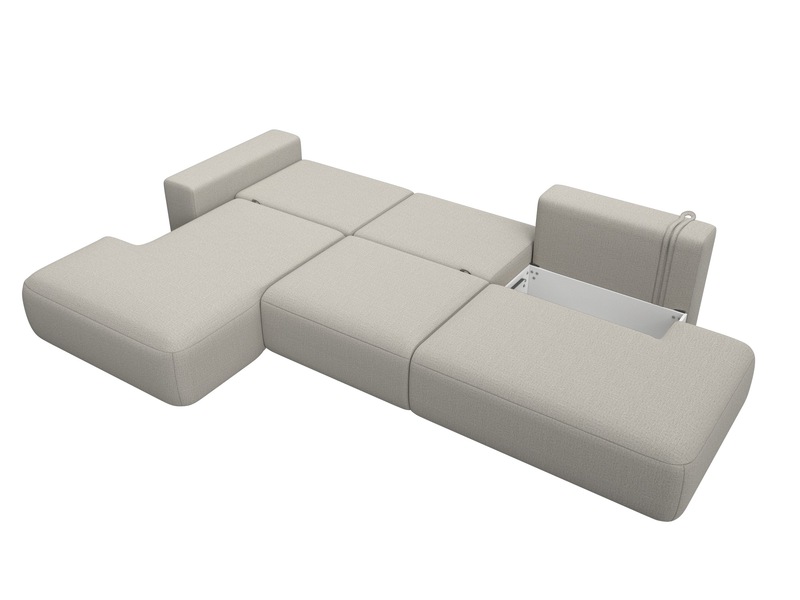 Диван угловой Лига-036 НПБ Модерн Лонг левый угол, Рогожка, Амур 02 бежевый