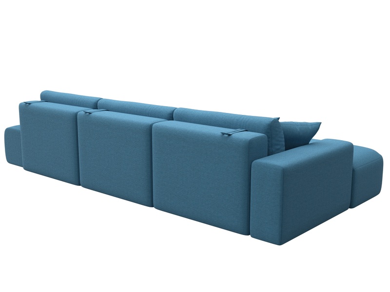 Диван угловой Лига-036 НПБ Модерн Лонг левый угол, Рогожка, Амур 10 голубой