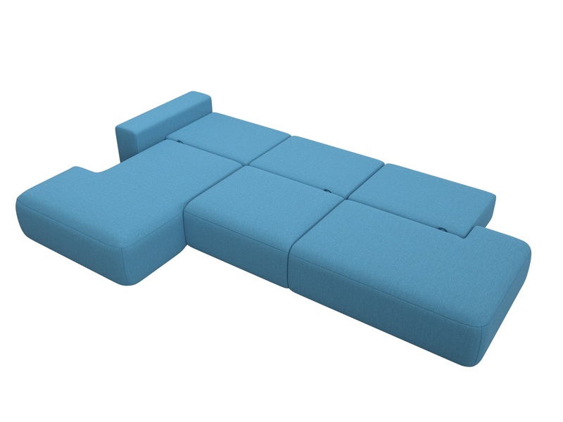 Диван угловой Лига-036 НПБ Модерн Лонг левый угол, Рогожка, Амур 10 голубой