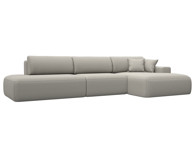 Диван угловой Лига-036 НПБ Модерн Лонг правый угол, Рогожка, Амур 02 бежевый