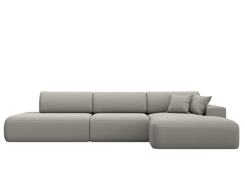 Диван угловой Лига-036 НПБ Модерн Лонг правый угол, Рогожка, Амур 02 бежевый