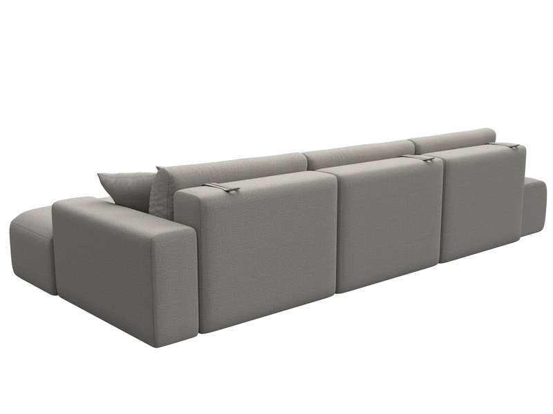 Диван угловой Лига-036 НПБ Модерн Лонг правый угол, Рогожка, Амур 02 бежевый