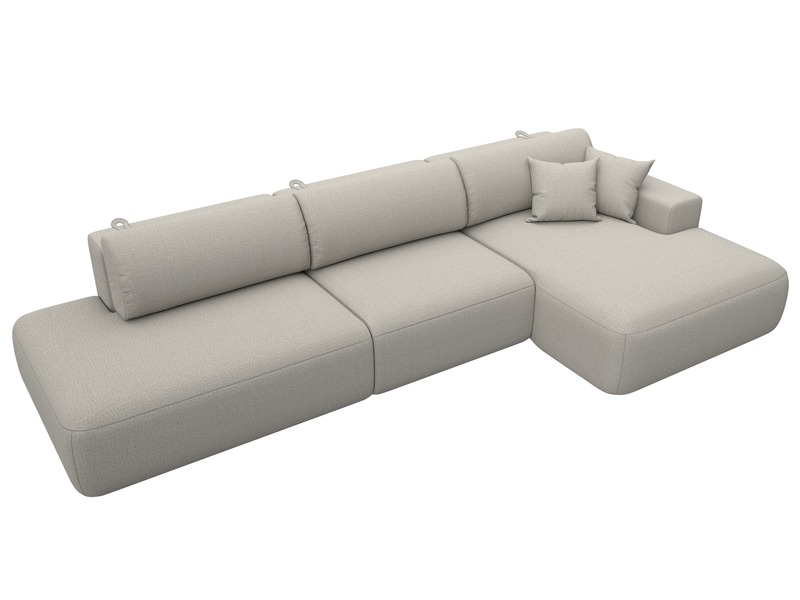 Диван угловой Лига-036 НПБ Модерн Лонг правый угол, Рогожка, Амур 02 бежевый