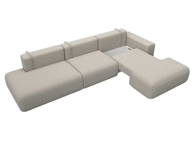 Диван угловой Лига-036 НПБ Модерн Лонг правый угол, Рогожка, Амур 02 бежевый