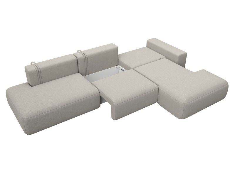 Диван угловой Лига-036 НПБ Модерн Лонг правый угол, Рогожка, Амур 02 бежевый