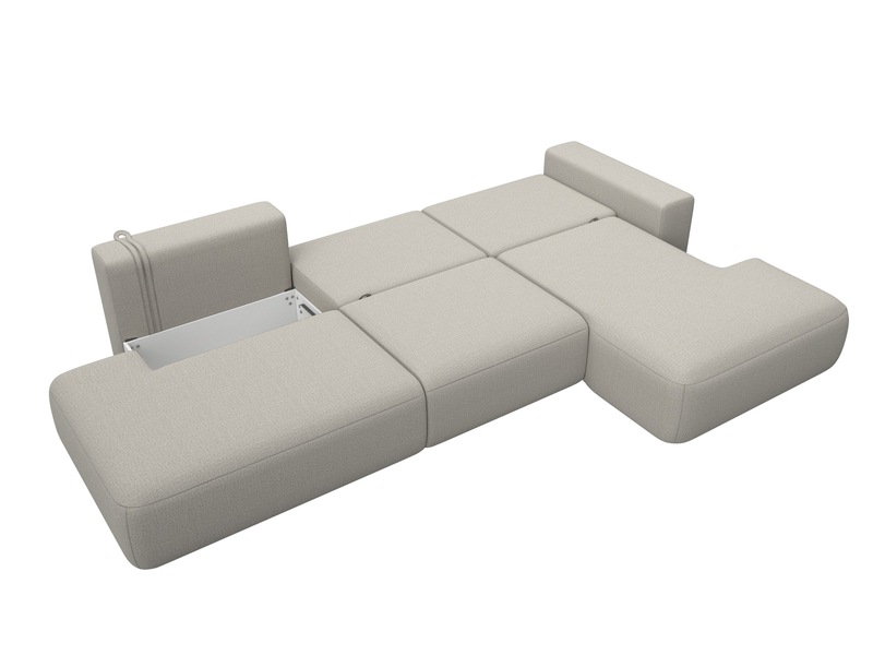 Диван угловой Лига-036 НПБ Модерн Лонг правый угол, Рогожка, Амур 02 бежевый