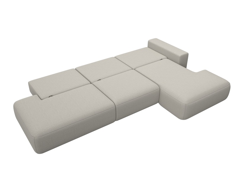 Диван угловой Лига-036 НПБ Модерн Лонг правый угол, Рогожка, Амур 02 бежевый