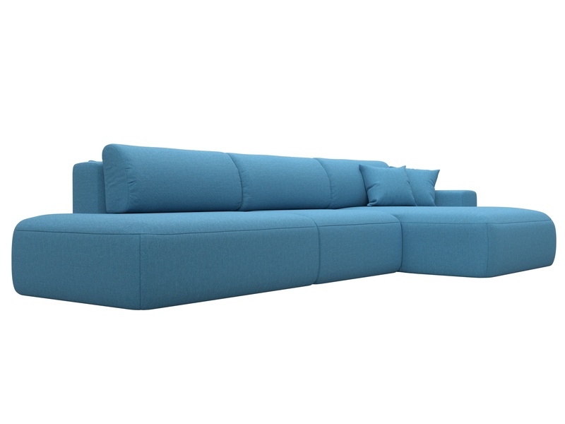 Диван угловой Лига-036 НПБ Модерн Лонг правый угол, Рогожка, Амур 10 голубой
