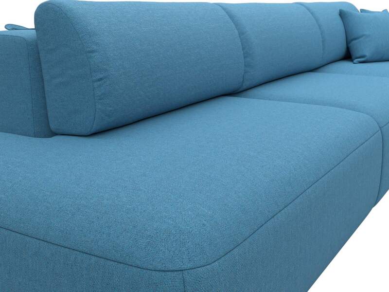 Диван угловой Лига-036 НПБ Модерн Лонг правый угол, Рогожка, Амур 10 голубой