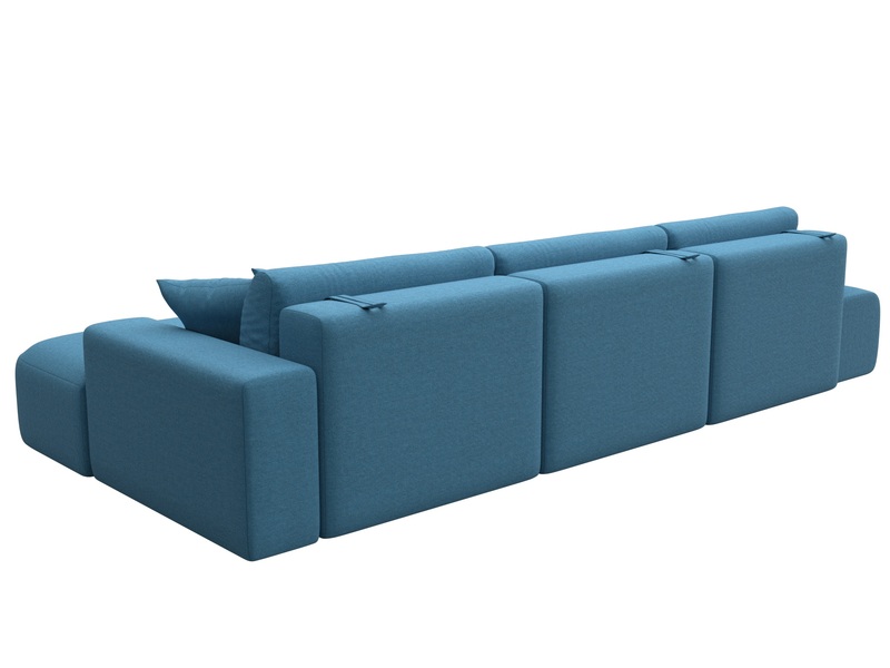 Диван угловой Лига-036 НПБ Модерн Лонг правый угол, Рогожка, Амур 10 голубой